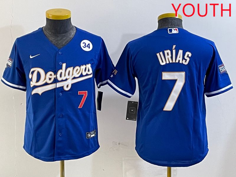 Youth Los Angeles Dodgers #7 Urias Blue Gold 2025 Nike MLB Jersey style 4